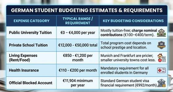 How Much Does an MBA in Germany English Cost? Table
