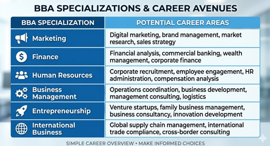 BBA Specializations and Potential Career Paths